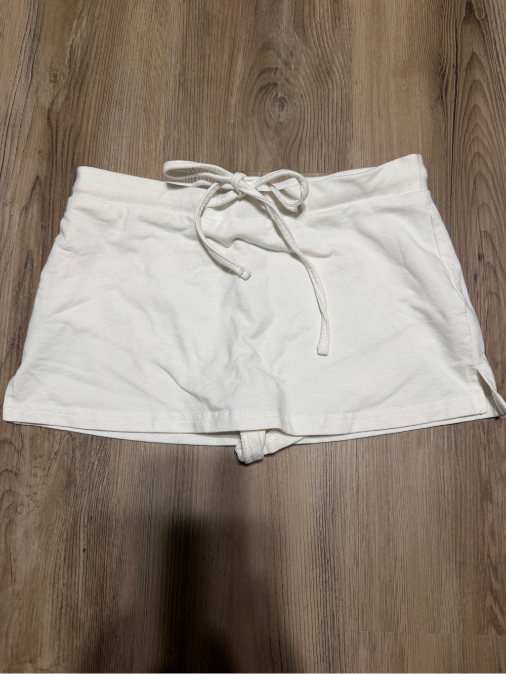 Edikted Cream Drawstring Mini Skort